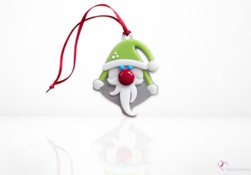 Ornement gnome de Noël en verre fusionné fait au Québec – Percé-Verre