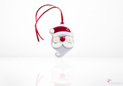 Ornement Père Noël en verre fusionné fait au Québec – Percé-Verre