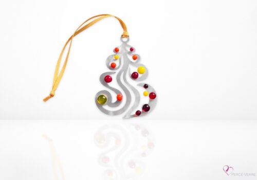 Ornement sapin en verre fusionné fait au Québec – Percé-Verre