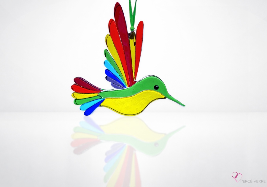 Colibri Topaze verre fusionné fait à la main au Québec – Attrape-soleil Percé-Verre