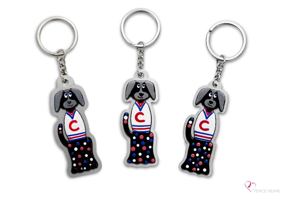Porte-clés chien en verre fusionné fait à la main au Québec