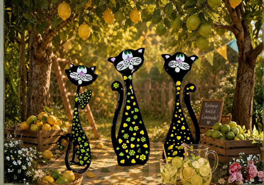 Limonade, Citron et Limette sous un arbre rempli de citrons et de limes dans un univers cartoon.