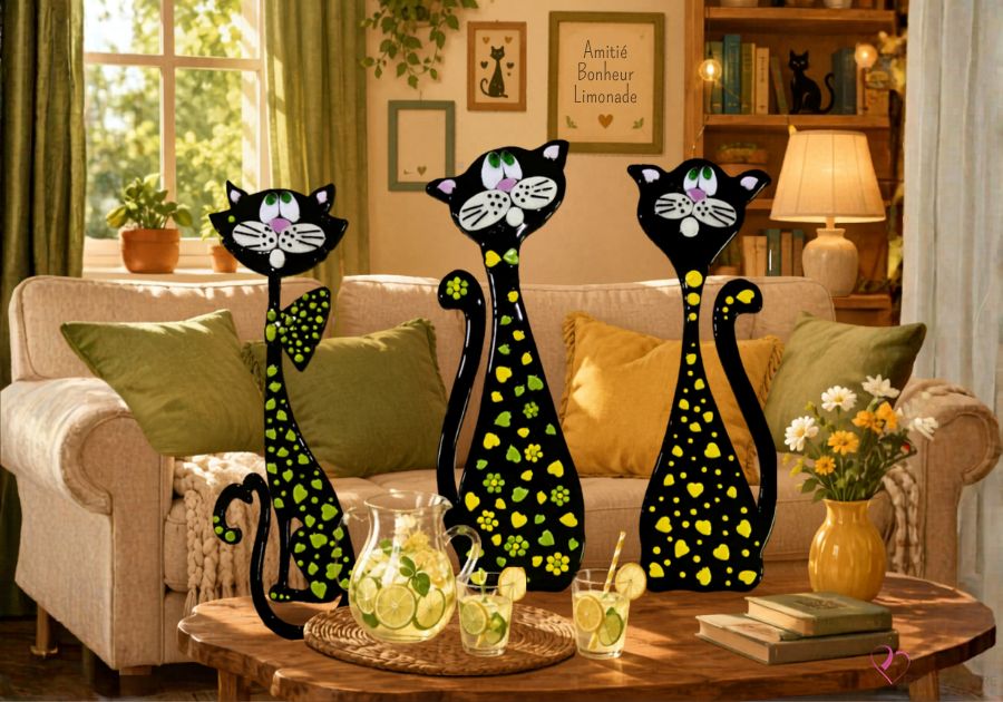 Limonade, Citron et Limette réunis dans un salon chaleureux dans une scène de style cartoon.